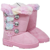 Wholesale - PINK BEBE TODDLER GIRLS WINTER BOOTS W/EMBROIDERY & RHINESTONE BUTTON 6-ASST SIZE 5-10 C/P 12, UPC: